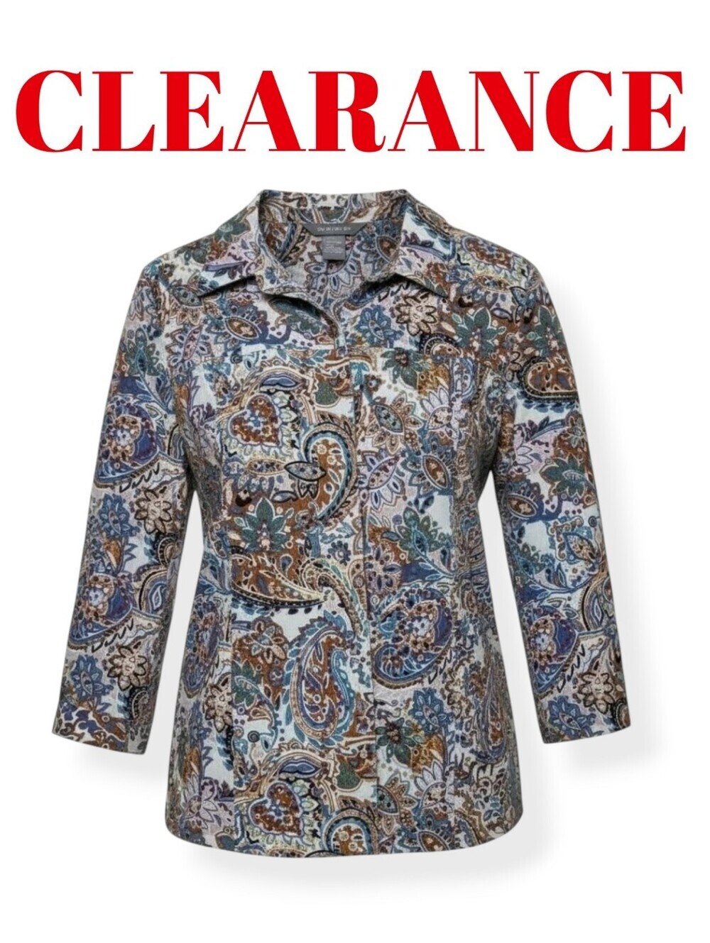 Koret Vintage Paisley Corduroy Button-Up Blouse Cottagecore Boho Retro 90s Shirt
